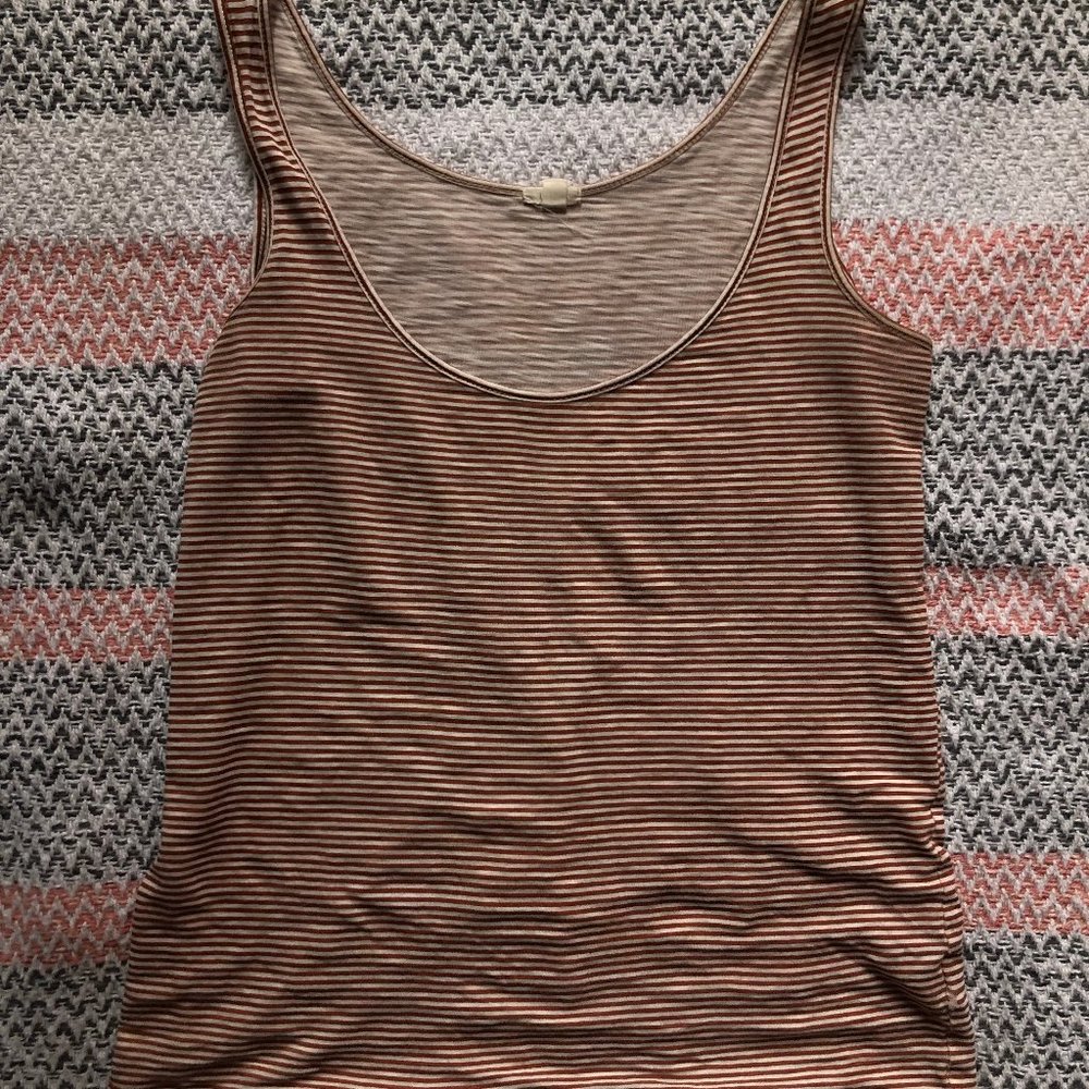 JCrew Maroon and white tank